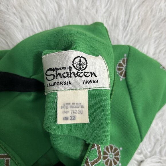 ALFRED SHAHEEN VTG 60s Tunic Dress Pantsuit Hawaii USA Brady Bunch Mom Green 12 - Picture 10 of 15